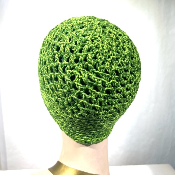 Roman Keflay Boho Olive Green & Lime Green Handmade Cotton Crochet  Hat - Picture 3 of 3